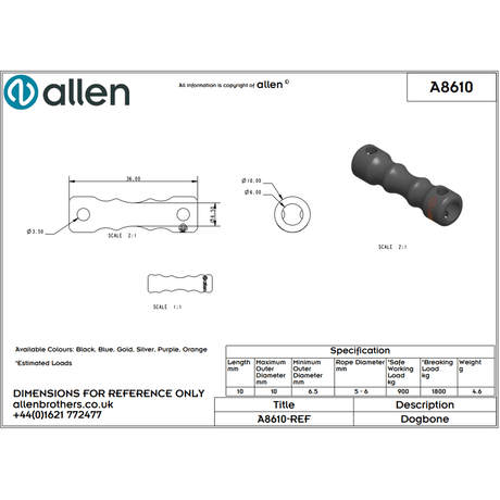 Allen 10mm Dogbone Blue